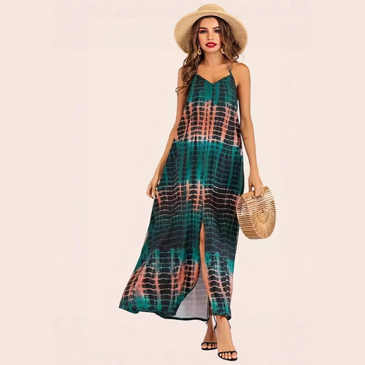 Robe maxi femme avec décolleté en V profond et fente latérale Chic und Stil