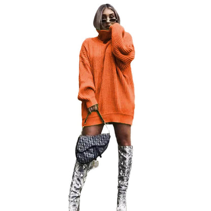 Dames Grand pull en tricot avec col haut et coupe angulaire Chic und Stil