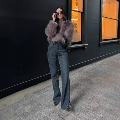 Dames Fuzzy Cardigan Chic und Stil