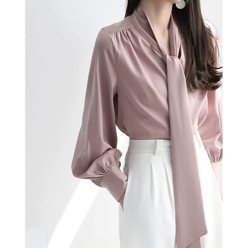 Blouse Élégante à Nœud Avant pour Femme Chic und Stil