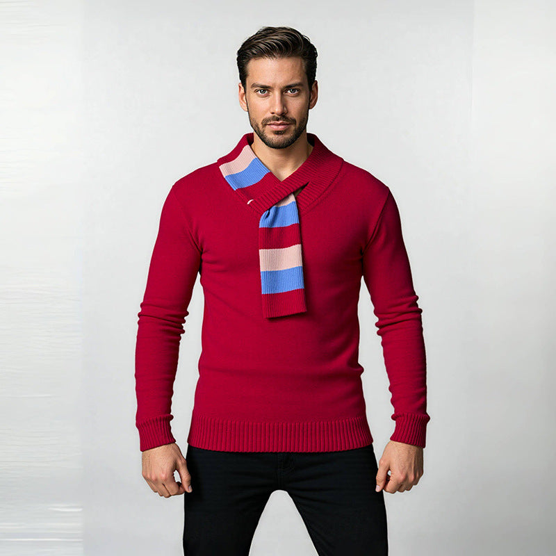 High quality men's V-neck pullover in soft knit material Chic und Stil