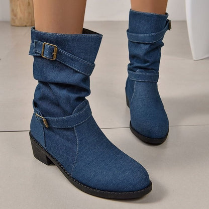 Bottines femmes avec design plissé à la mode et sangle réglable Chic und Stil