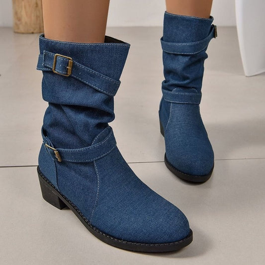 Bottines femmes avec design plissé à la mode et sangle réglable Chic und Stil