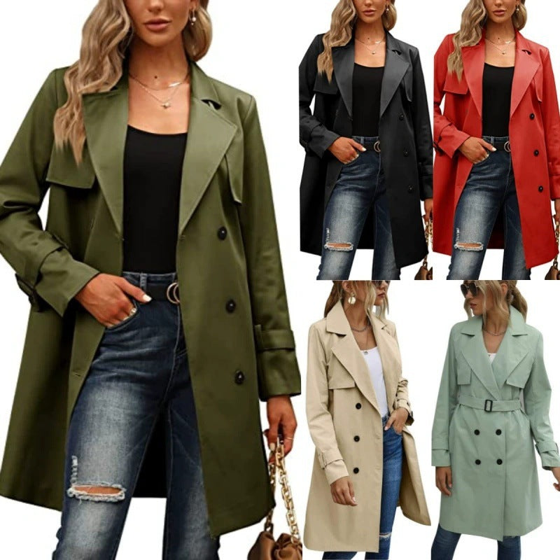 Dames élégant trench-coat avec double rangée de boutons et col chic Chic und Stil