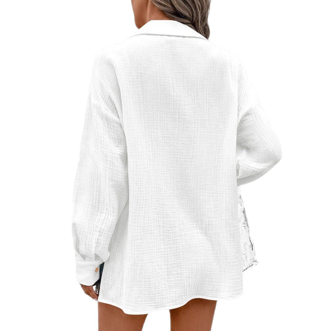 Chemise en coton aérienne pour femmes avec des accents boutonnés et une coupe élégante Chic und Stil