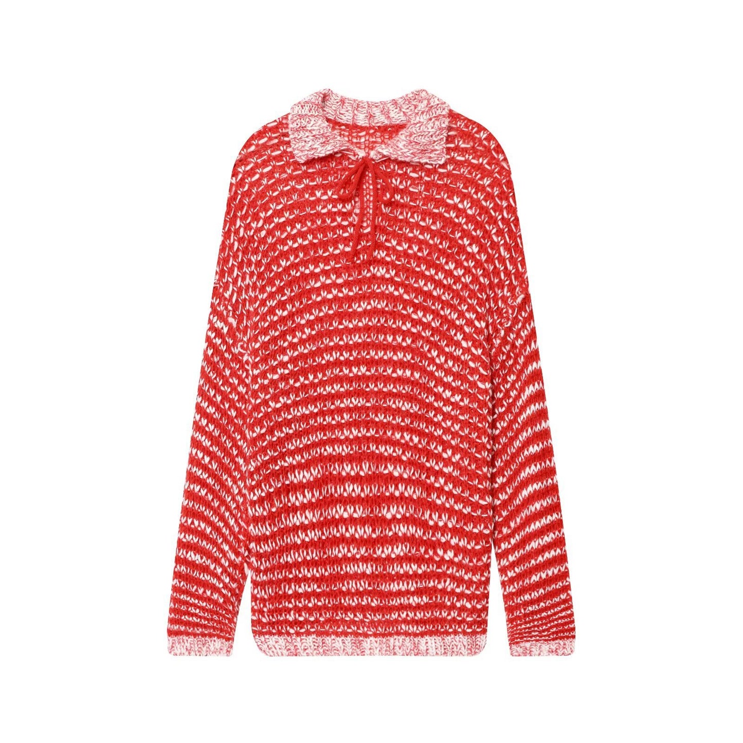 Pull en tricot décontracté pour femmes avec col à la mode et liens de fixation Chic und Stil