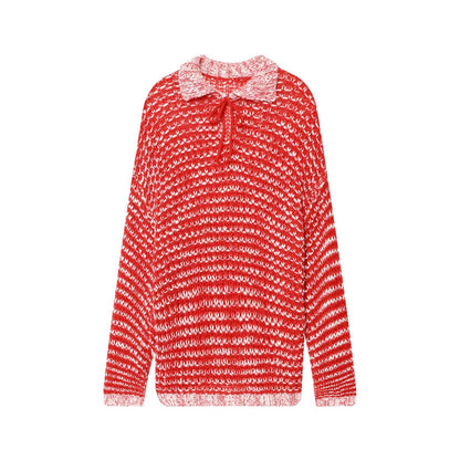 Pull en tricot décontracté pour femmes avec col à la mode et liens de fixation Chic und Stil