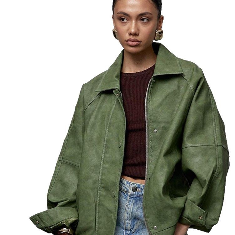 Chic und Stil Veste oversize décontractée pour femmes en daim vegan