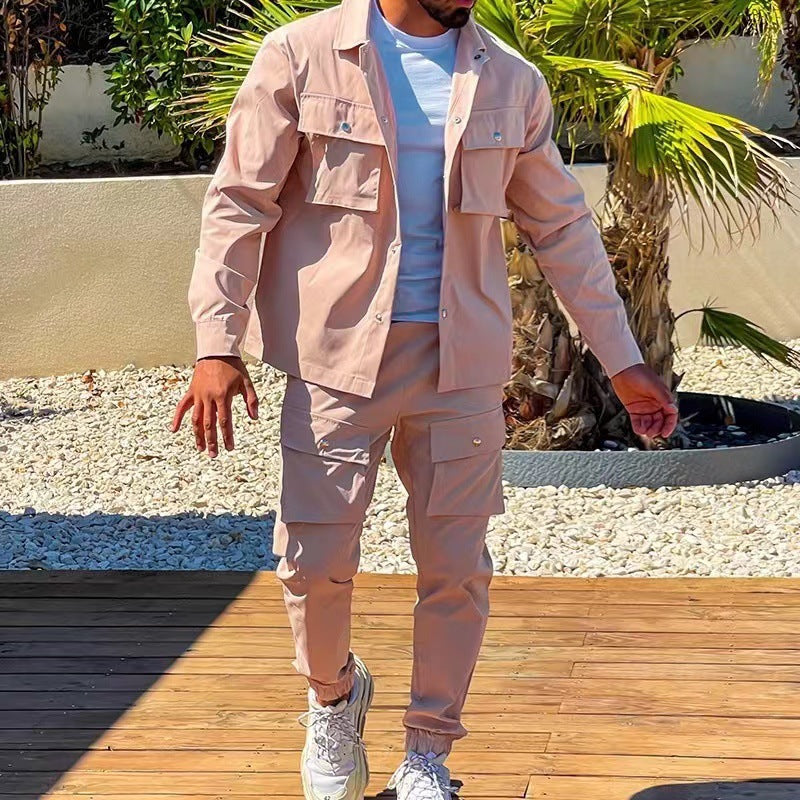 Veste Cargo tendance pour hommes avec pantalon assorti dans le style décontracté Chic und Stil