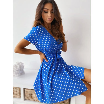 Robe Mini A-Ligne à Pois pour Femme avec Ceinture à Nouer Chic und Stil