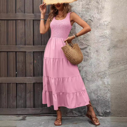 Robe maxi femme avec des détails en volants et un haut élastique Chic und Stil