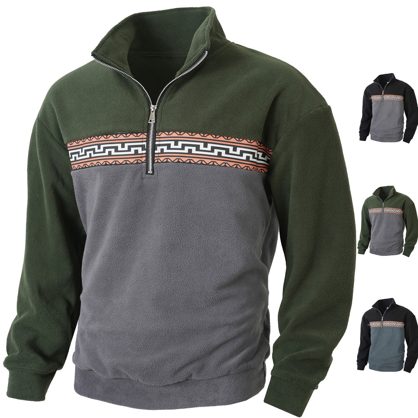 Fleece pullover for men with modern zipper and creative design Chic and Style