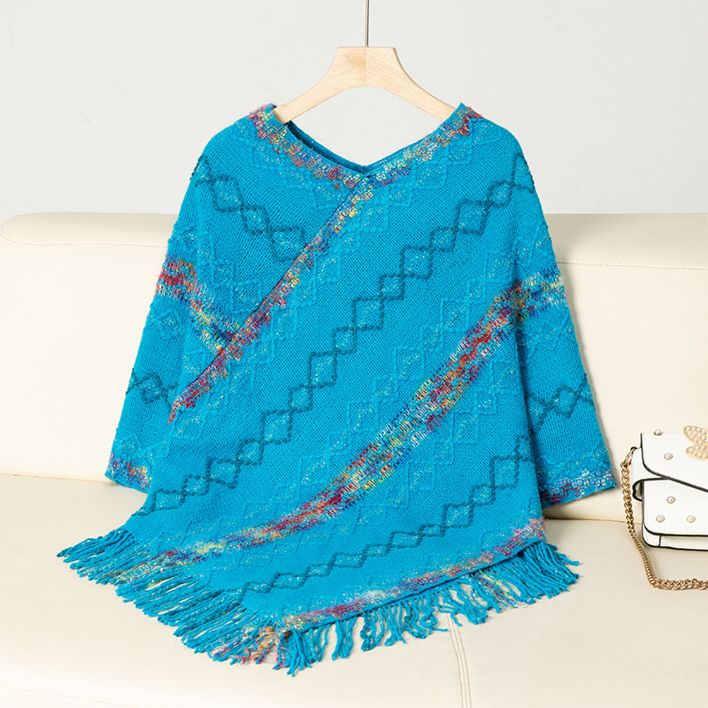 Pull oversize élégant pour femmes avec ourlet à franges et motif unique Chic und Stil