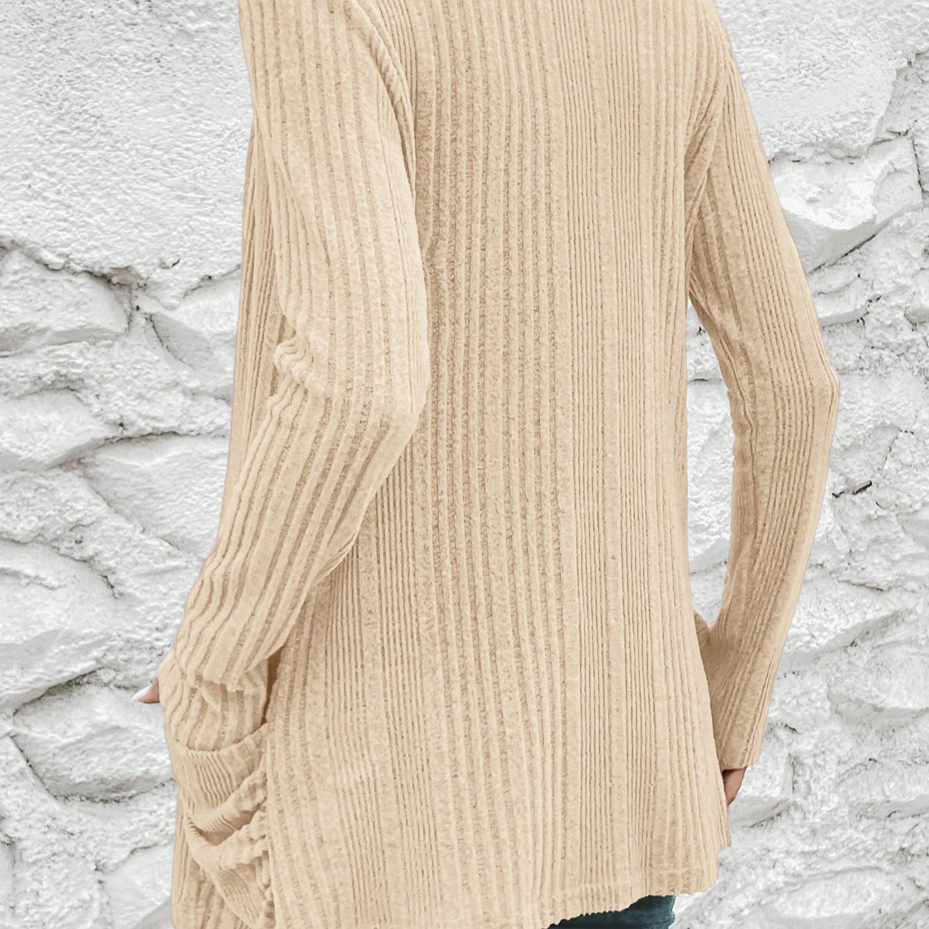 Cardigan long femme avec une fine structure en rib et des poches pratiques Chic und Stil