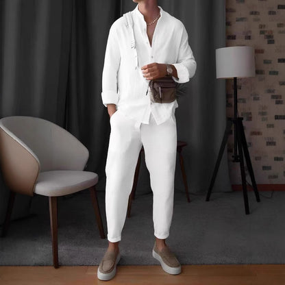Chemise à manches longues élégante pour hommes avec tissu structuré et patte de boutonnage Chic und Stil