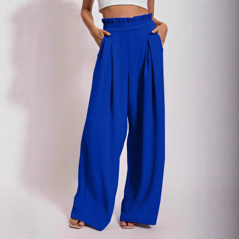 Loose high-waisted pants for women with pleats and elastic waist Chic and Style