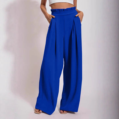 Loose high-waisted pants for women with pleats and elastic waist Chic and Style