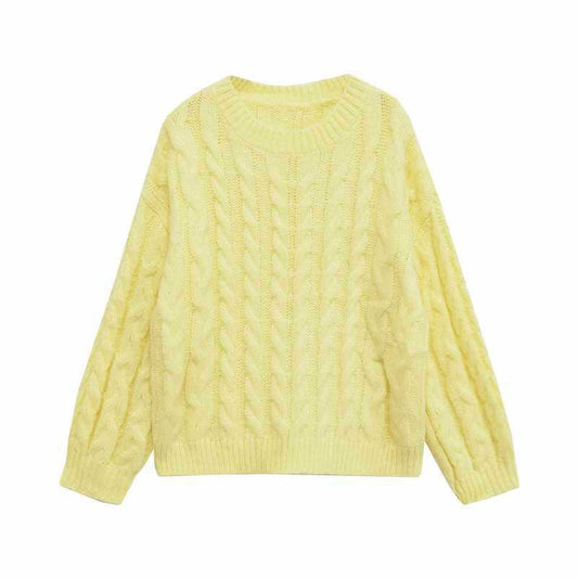 Damen weicher Strickpullover mit Zopfmuster Chic und Stil