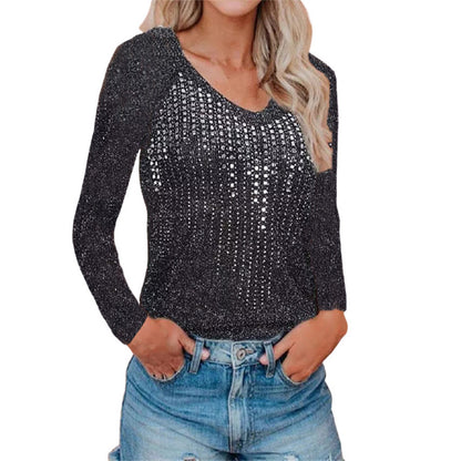 Dames élégant haut en tricot avec accents scintillants Chic und Stil