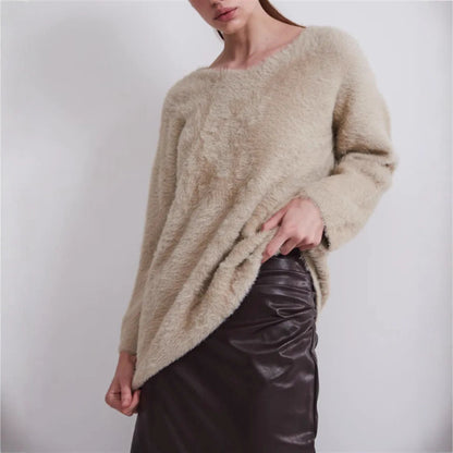 Dames Pull-over doux à col en V en matériau de haute qualité Chic und Stil