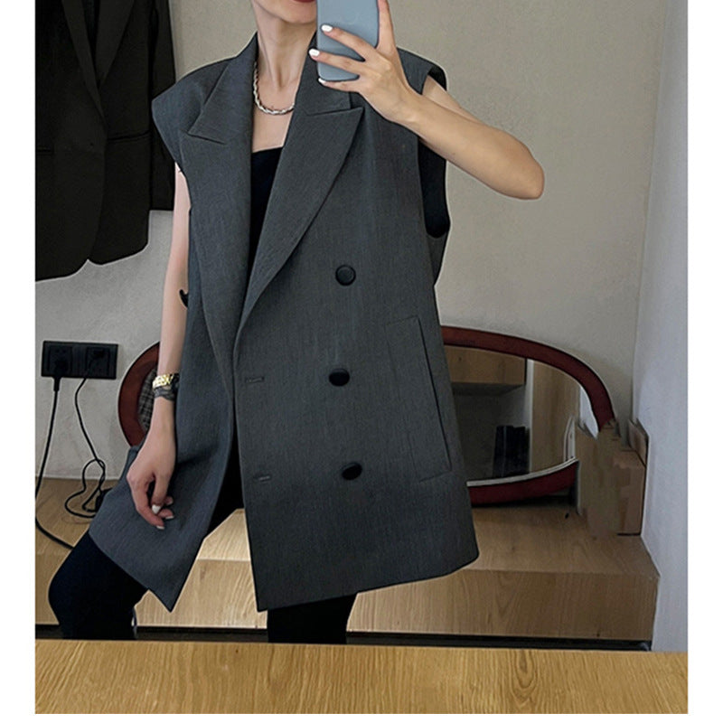 Blazer sans manches oversize croisé pour femmes Chic und Stil