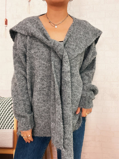 Pull de laine décontracté pour femmes avec capuche amovible et détails de boutons Chic und Stil