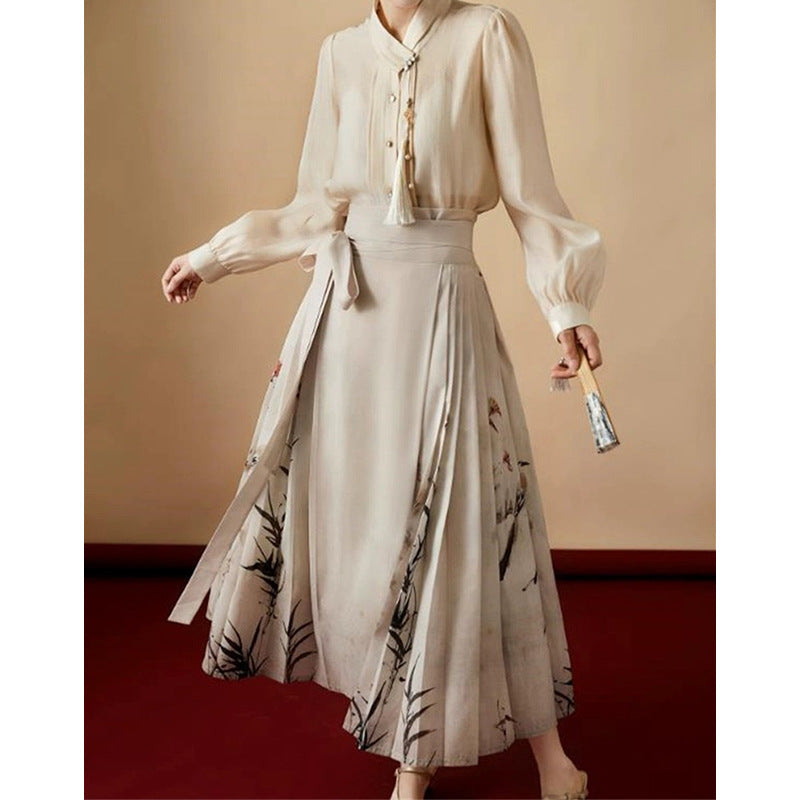Jupe maxi A-line élégante pour femme avec imprimé artistique Chic und Stil