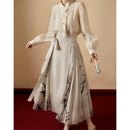 Jupe maxi A-line élégante pour femme avec imprimé artistique Chic und Stil