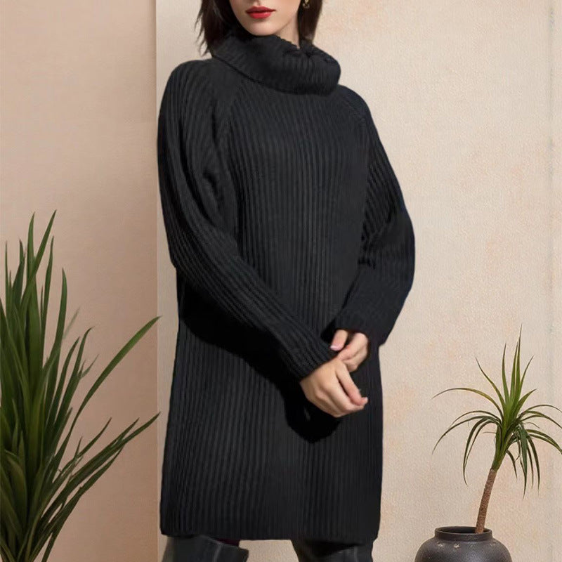 Robe en maille pour femmes avec col haut et fine structure en côtelé Chic und Stil
