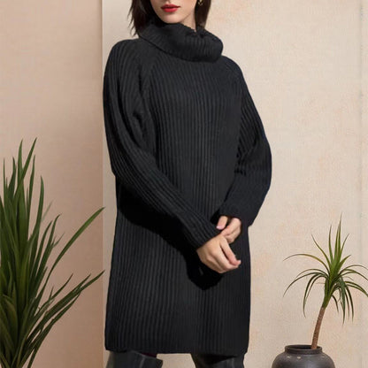 Robe en maille pour femmes avec col haut et fine structure en côtelé Chic und Stil