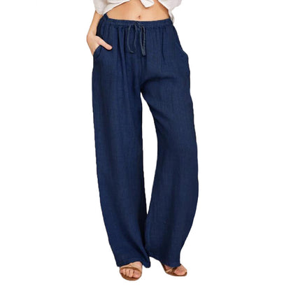 Comfortable and lightweight linen pants for women with elastic waistband and practical side pockets Chic and Style