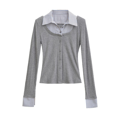 Chemise à manches longues pour femmes avec un design structuré moderne et un col de chemise classique Chic und Stil