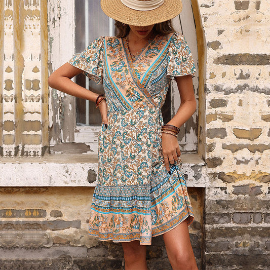 Robe midi enveloppante pour femme avec imprimé floral Chic und Stil