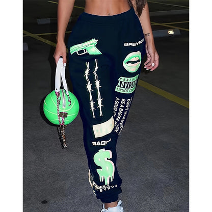 Casual sports pants for women with striking prints and a chic and stylish graphic design