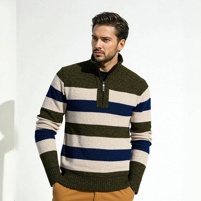 Pull en tricot pour hommes avec col haut et fermeture éclair innovante Chic und Stil