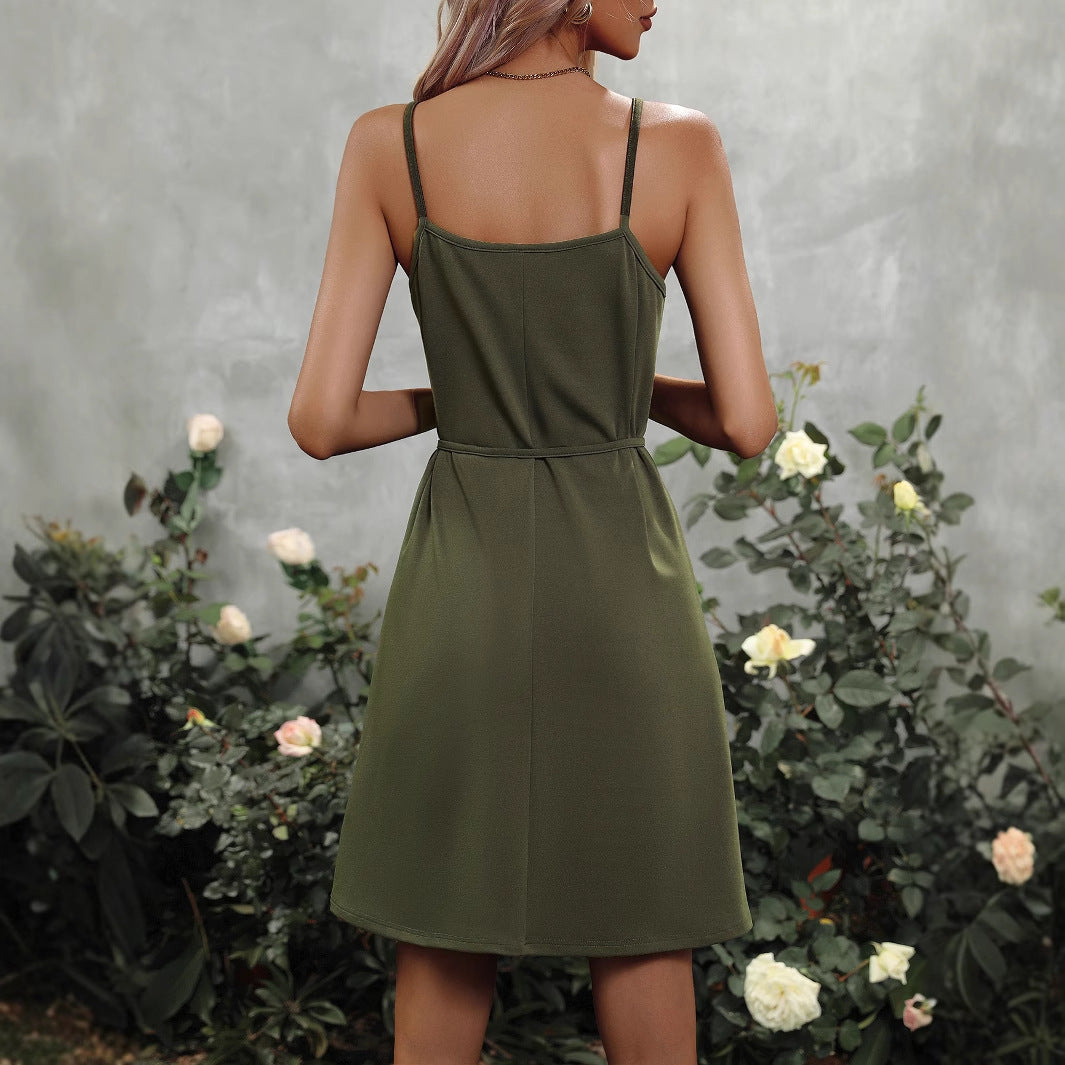 Robe d'été sans manches pour femmes avec cordon de taille ajustable Chic und Stil