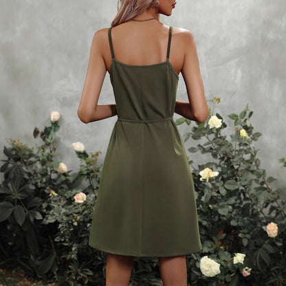 Robe d'été sans manches pour femmes avec cordon de taille ajustable Chic und Stil