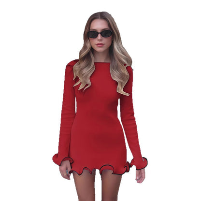 Dames Élégante robe mini avec des manches volantes sculpturales et une coupe ajustée Chic und Stil