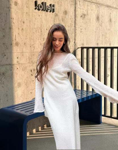 Femmes Élégante robe en tricot à coupe ample et manches longues Chic und Stil