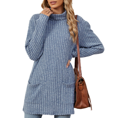 Pull en tricot surdimensionné pour femmes avec col montant et poches pratiques Chic und Stil