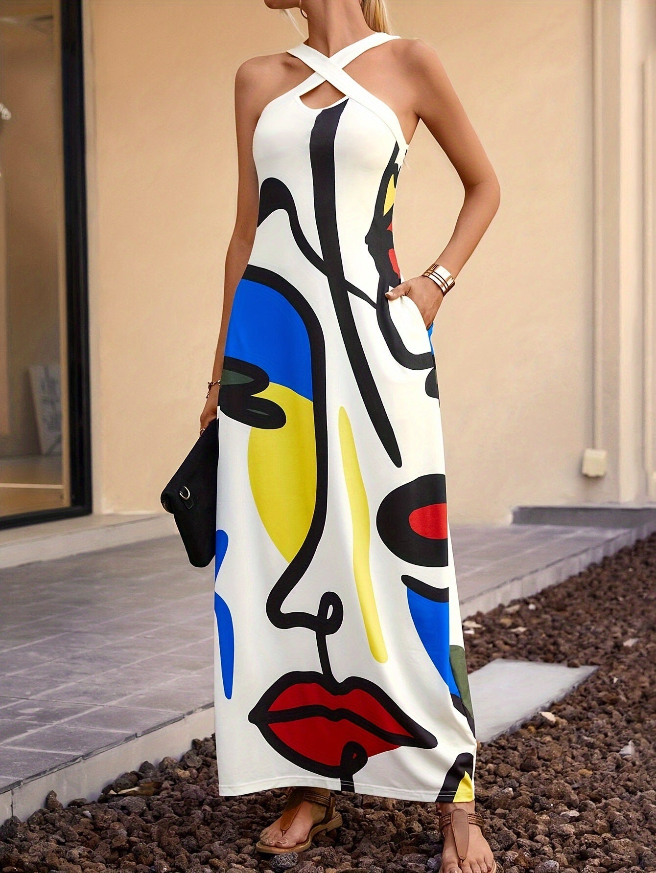 Femme Robe Maxi Artistique Chic und Stil