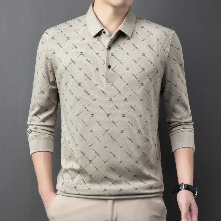 Men's Long Sleeve Polo with an innovative pattern and breathable properties Chic and Style
