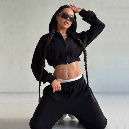 Women’s sporty cropped top and wide leisure pants set Chic and Style