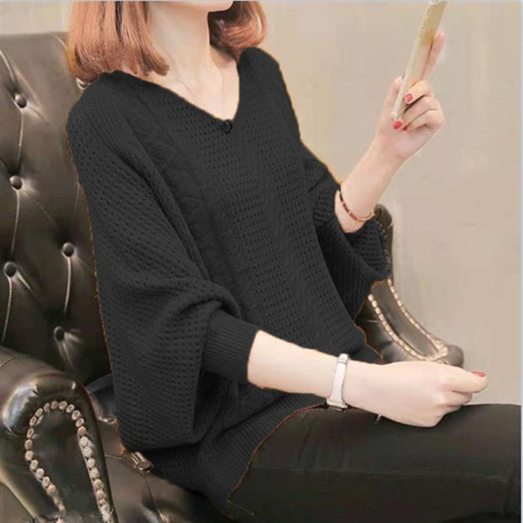 Pull léger en tricot pour femmes avec décolleté en V et motif ajouré Chic und Stil