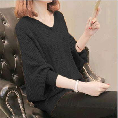 Pull léger en tricot pour femmes avec décolleté en V et motif ajouré Chic und Stil
