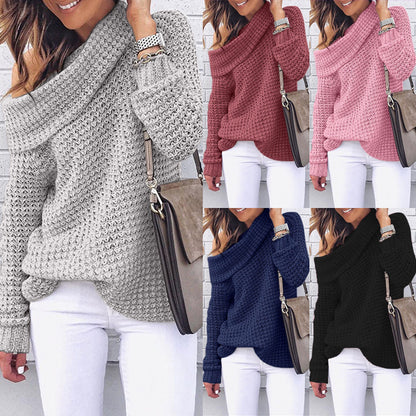 Pull en tricot oversized pour dames avec col châle élégant et motif texturé Chic und Stil