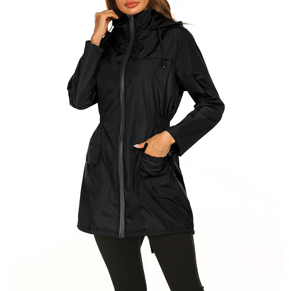 Dame veste de plein air imperméable avec capuche réglable et taille élastique Chic und Stil