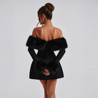 Robe de cocktail dénudé-épaule pour femmes avec des bordures en feutrine élégantes Chic und Stil