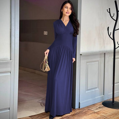 Robe maxi élégante pour femmes avec décolleté en V profond et coupe fluide Chic und Stil
