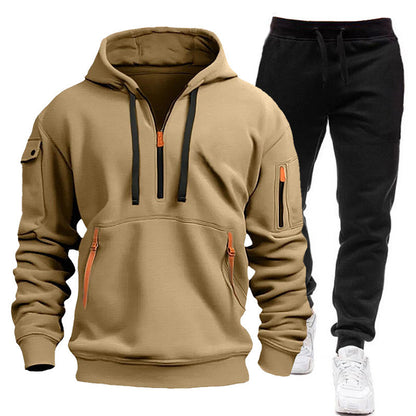 Men's sporty hoodie sweatshirt with practical zippered pockets and comfortable jogger pants Chic and Style